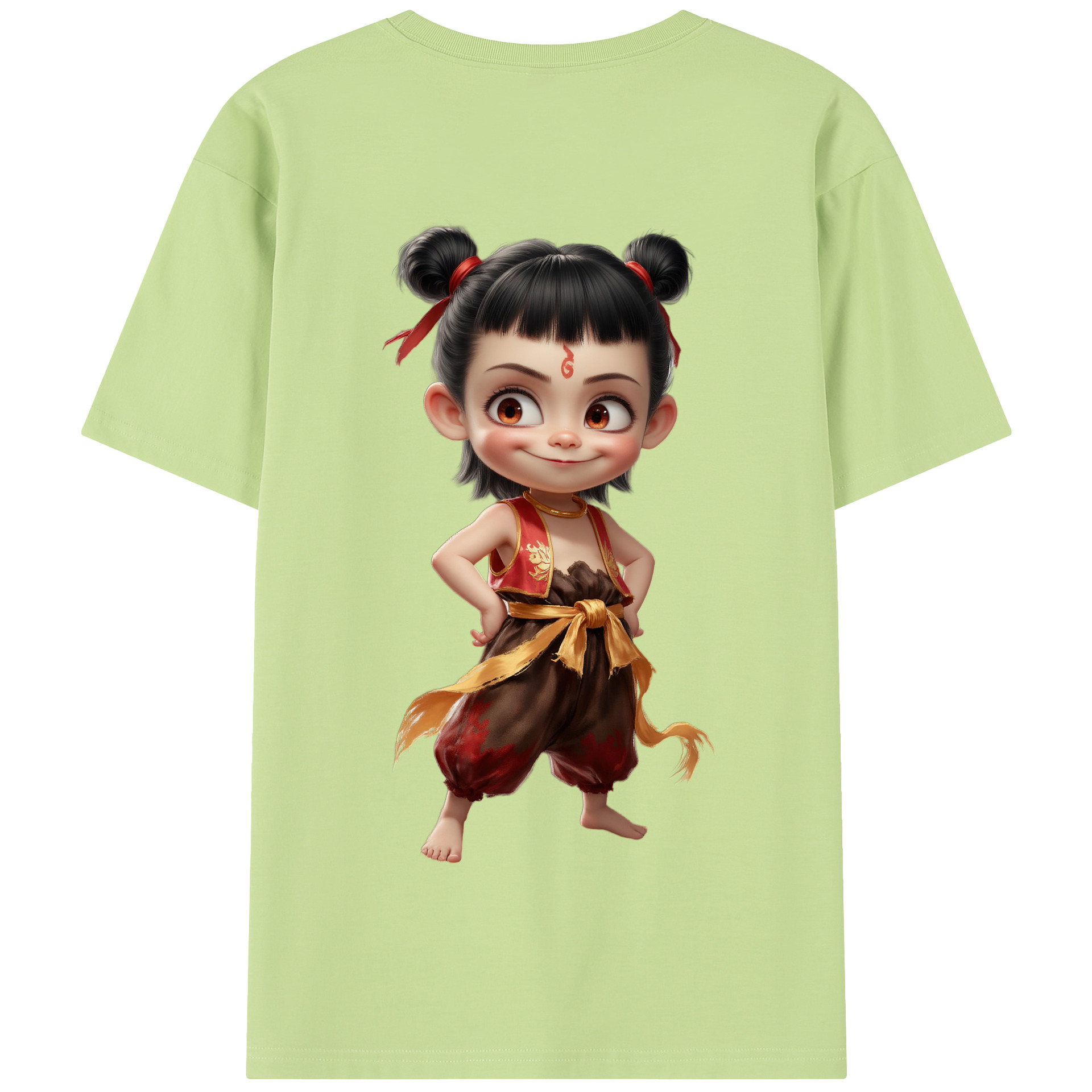 （画像用） Ne Zha 2 ナタ 魔童の大暴れ 綿100％半袖Tシャツ（背面プリント）